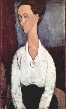 Porträt von Lunia Czechowska in weißer Bluse