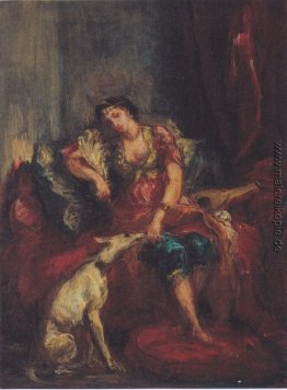 Frau von Algier mit Windhund
