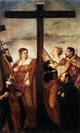 Sts Helen und Barbara Adoring das Kreuz