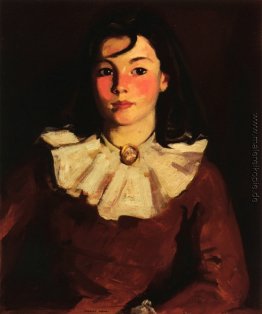 Porträt von Cara in einem roten Kleid