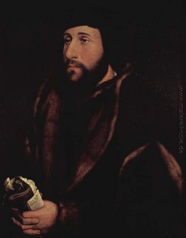 Porträt eines Mannes mit einem Buchstaben und Handschuhe