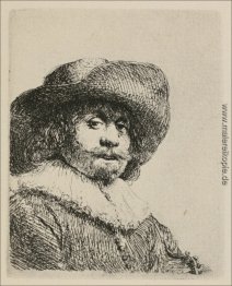 Ein Porträt eines Mannes mit einem breitkrempigen Hut und eine H Ein Porträt eines Mannes mit einem breitkrempigen Hut und eine H