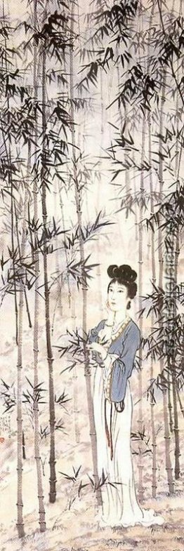 Eine Dame unter dem Bambus