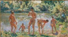 Wolodja durch das Wasser