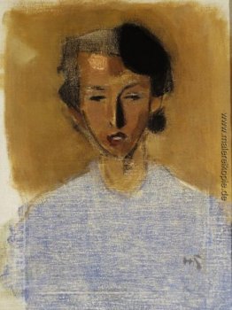 Portrait eines Mädchens in Blau und Brown (Inez)