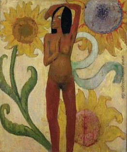 Caribbean Frau oder Weiblicher Akt mit Sonnenblumen