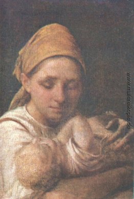 Ein Bauer-Frau mit einem Kind