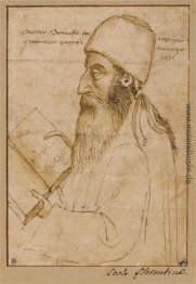 Portrait von Manuel Chrysoloras trägt einen Hut und hält ein Buc