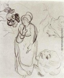 Studie einer Frau Standing, Zwei Köpfe, ein anderes Bild