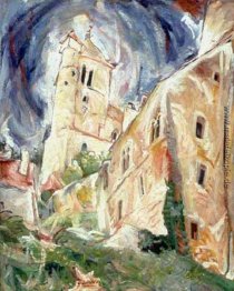 Breton Haus und Kirche