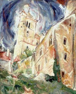 Breton Haus und Kirche