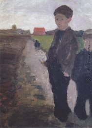 Zwei Jungen auf Moorkanal