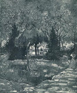 Der Park in Arles mit dem Eingang durch die Bäume gesehen