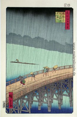 Plötzliche Dusche über Shin-Ohashi Brücke bei Atake
