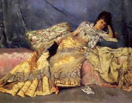 Lady auf einem rosa Divan