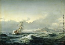 Seelandschaft mit Segelschiff in schwerer See