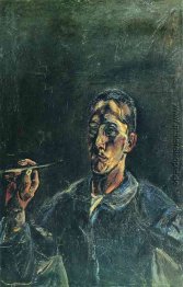 Selbstporträt mit einer Bürste up Selbstporträt mit einer Bürste up