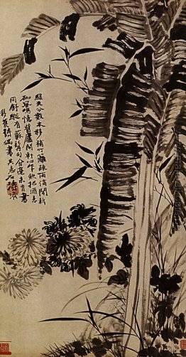 Banana, Bambus, Chrysanthemen, Orchideen
