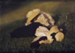 Miss Mary und Edeltrude im Gras liegen