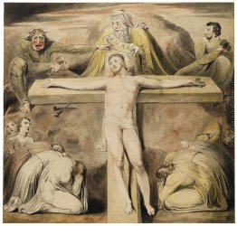 Christus ans Kreuz genagelt der dritten Stunde