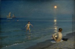 Jungen Baden am Skagen, Sommer-Abend