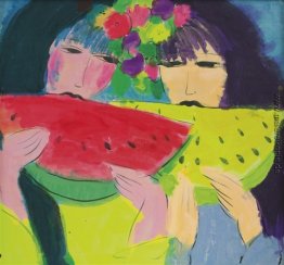 Damen mit Wassermelonen