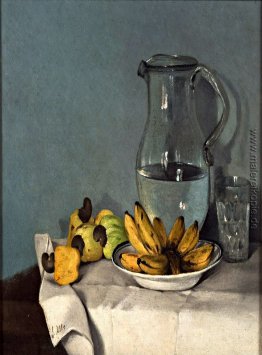 Stillleben mit Bananen, Glas und Cashews 1870