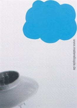 Fliegende Untertasse und Wolke (blau)