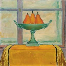 Obstschale mit drei roten und gelben Birnen