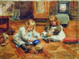 Kinder spielen in der Werkstatt
