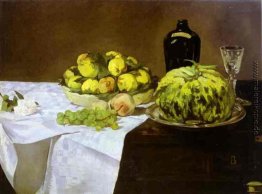 Stilleben mit Melone und Pfirsichen