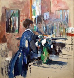 Lady in Blue vor einem Spiegel Lady in Blue vor einem Spiegel