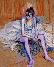 Sitzende Tänzerin in rosa Strumpfhosen Sitzende Tänzerin in rosa Strumpfhosen