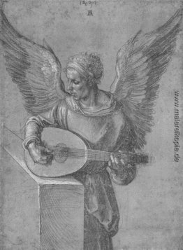 Winged Man In idealistische Kleidung, spielen ein Lute