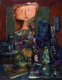 Frau mit einer Katze Frau mit einer Katze