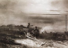 Biwak in der Wüste Konvoi Chumakov