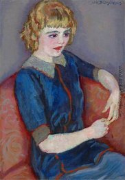 Mädchen in einem roten Sofa Mädchen in einem roten Sofa