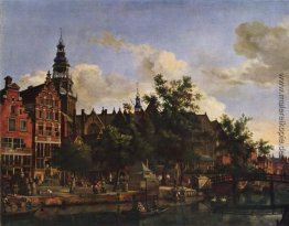 Blick auf Oudezijds Voorburgwal mit der Oude Kerk in Amsterdam