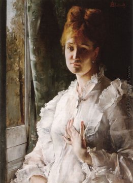 Porträt einer Frau in Weiß