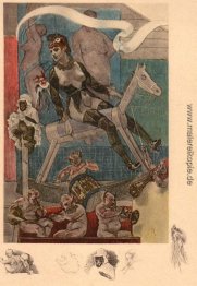 Frau auf einem Schaukelpferd Frau auf einem Schaukelpferd