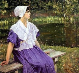 Mädchen durch einen Teich (Porträt von Natalia Nesterova)