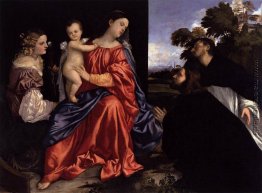 Madonna und Kind mit St. Catherine und Dominic und einem Stifter