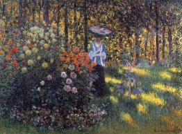 Frau mit Sonnenschirm im Garten in Argenteuil