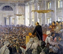 Die erste Rede von Vladimir Lenin im Smolny. Späte Version des B