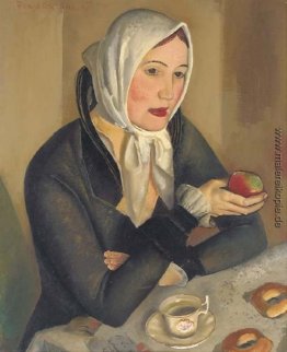 Frau mit Apfel