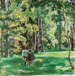 Mikhail Petrovich Konchalovsky, der Sohn des Künstlers, auf Etüd