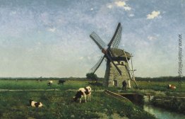 Landschaft mit Windmühle in der Nähe von Schiedam