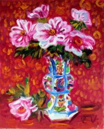 Pfingstrosen in einem chinesischen Vase