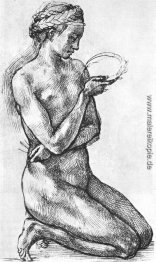 Nackte Frau auf den Knien