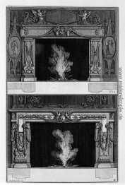 Zwei Kamine überlappende: die inf mit Medusa Köpfe zwischen zwei Zwei Kamine überlappende: die inf mit Medusa Köpfe zwischen zwei